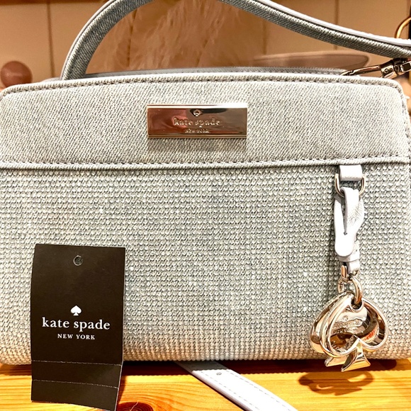 Kate Spade 🎁Denim Rhinestone Stud Madison Top Handle Crossbody Satchel Bag - Picture 2 of 11